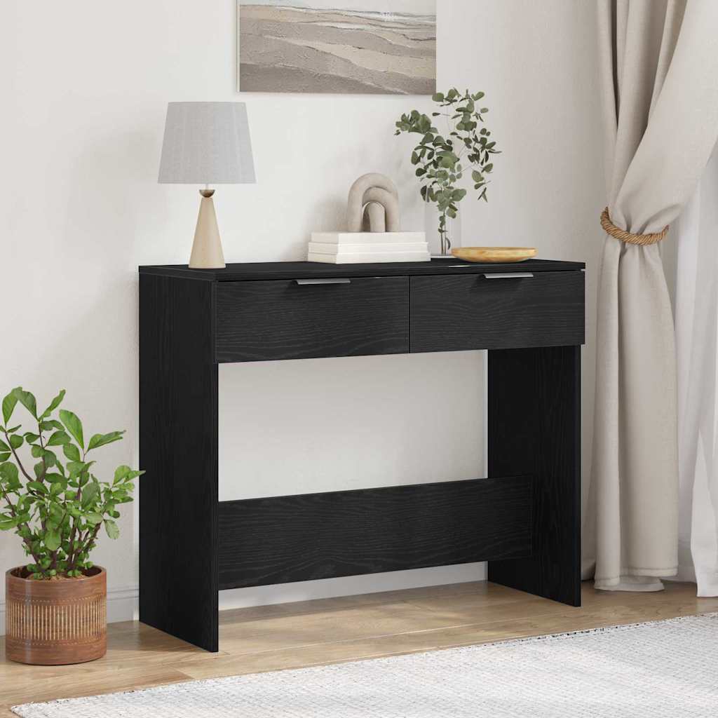 Konsolentisch mit Speicher Schwarz Eichen-Optik 30 x 36 x 75 cm