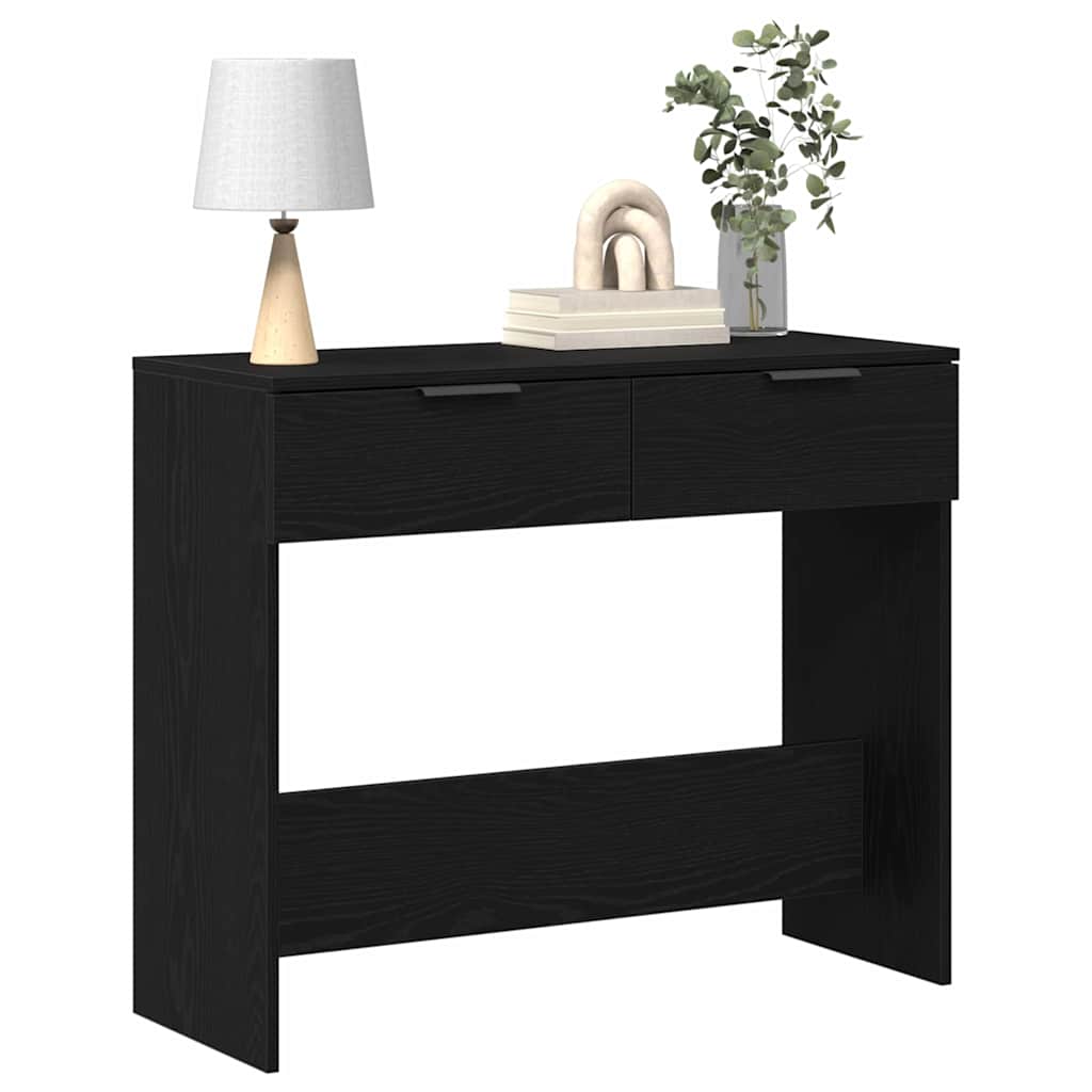Konsolentisch mit Speicher Schwarz Eichen-Optik 30 x 36 x 75 cm