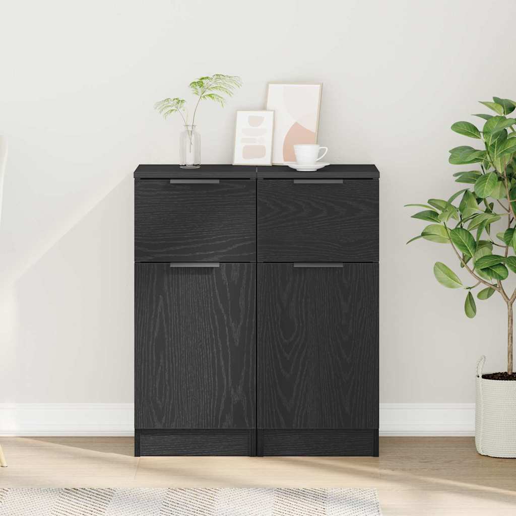 Sideboard 2 pcs Schwarz Eichen-Optik 30 x 30 x 70 cm