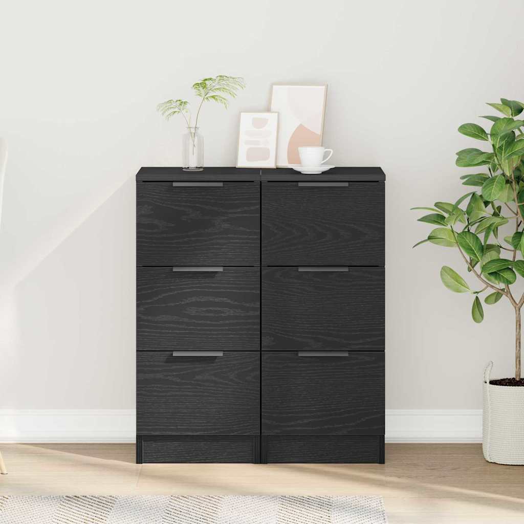 Sideboard 2 pcs Schwarz Eichen-Optik 30 x 30 x 70 cm