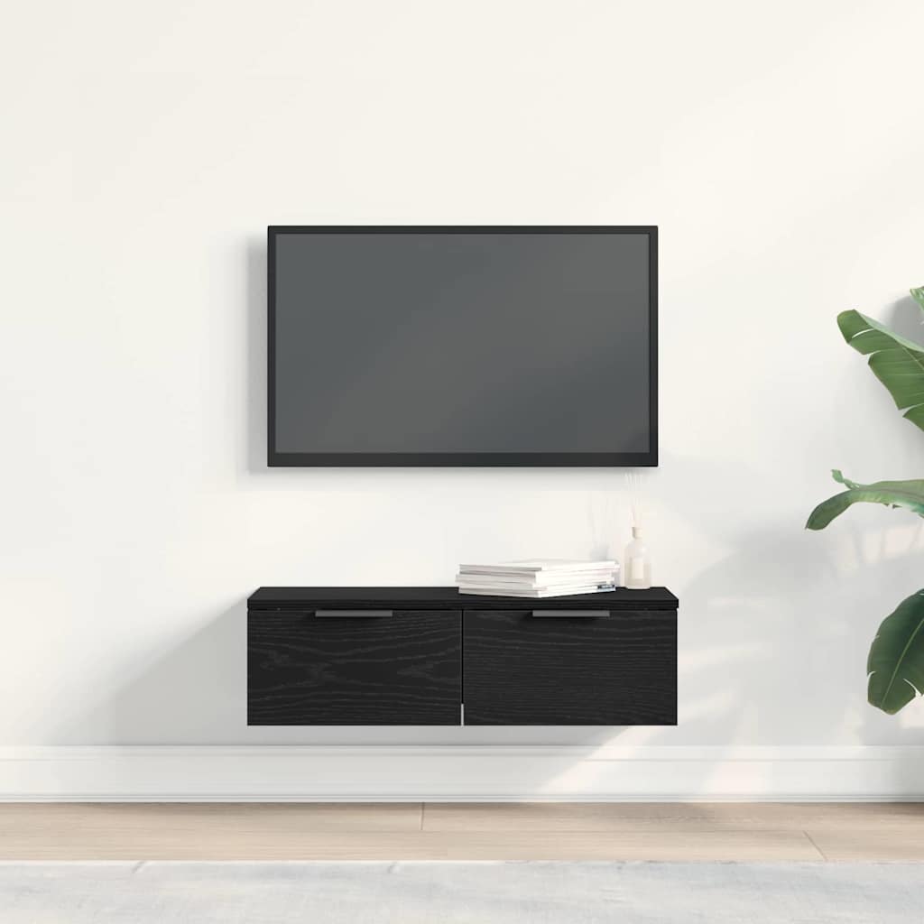 Wandschrank Schwarz Eichen-Optik 68 x 30 x 20 cm Holzwerkstoff