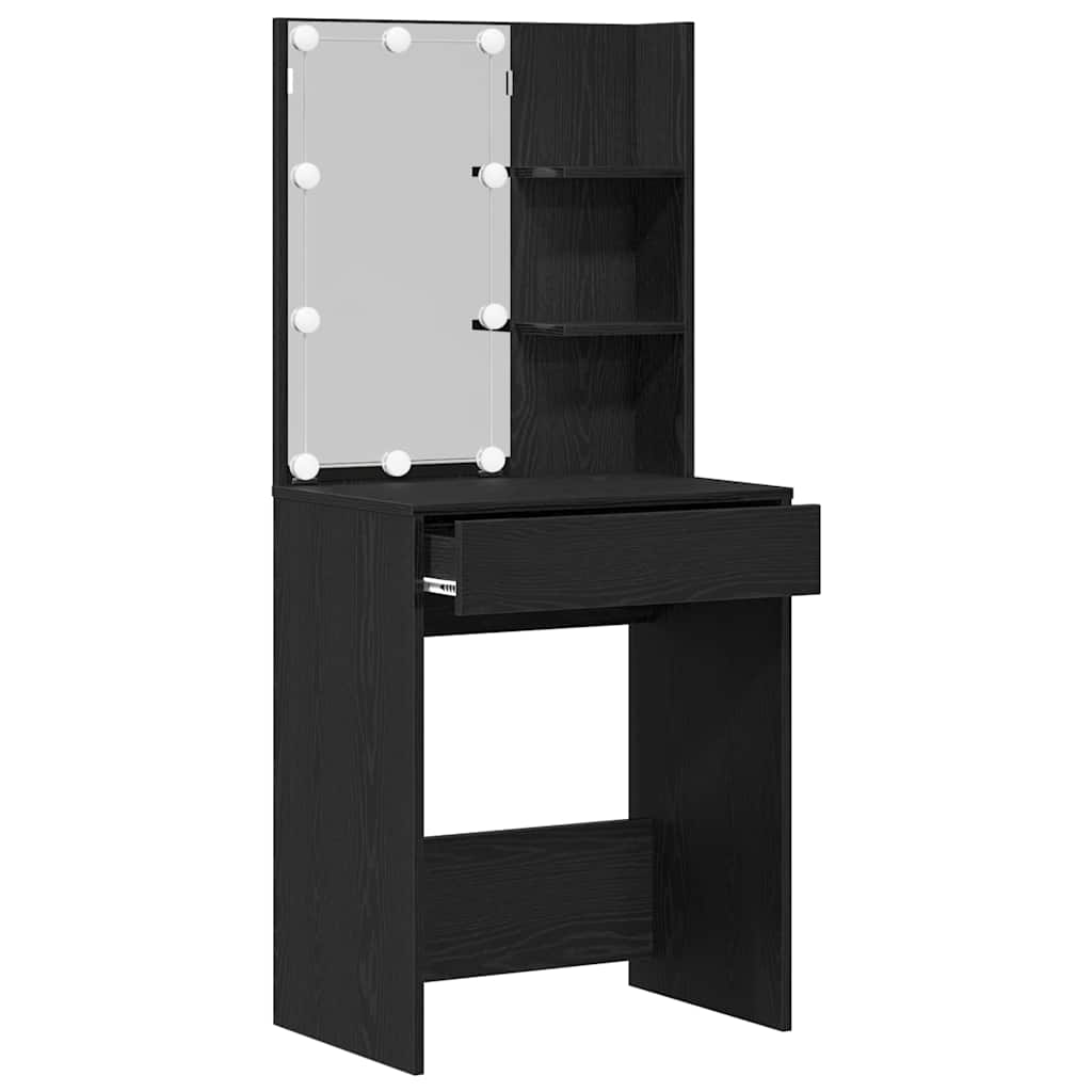 Schminktisch mit Regal Schwarz Eichen-Optik 60 x 40 x 140 cm