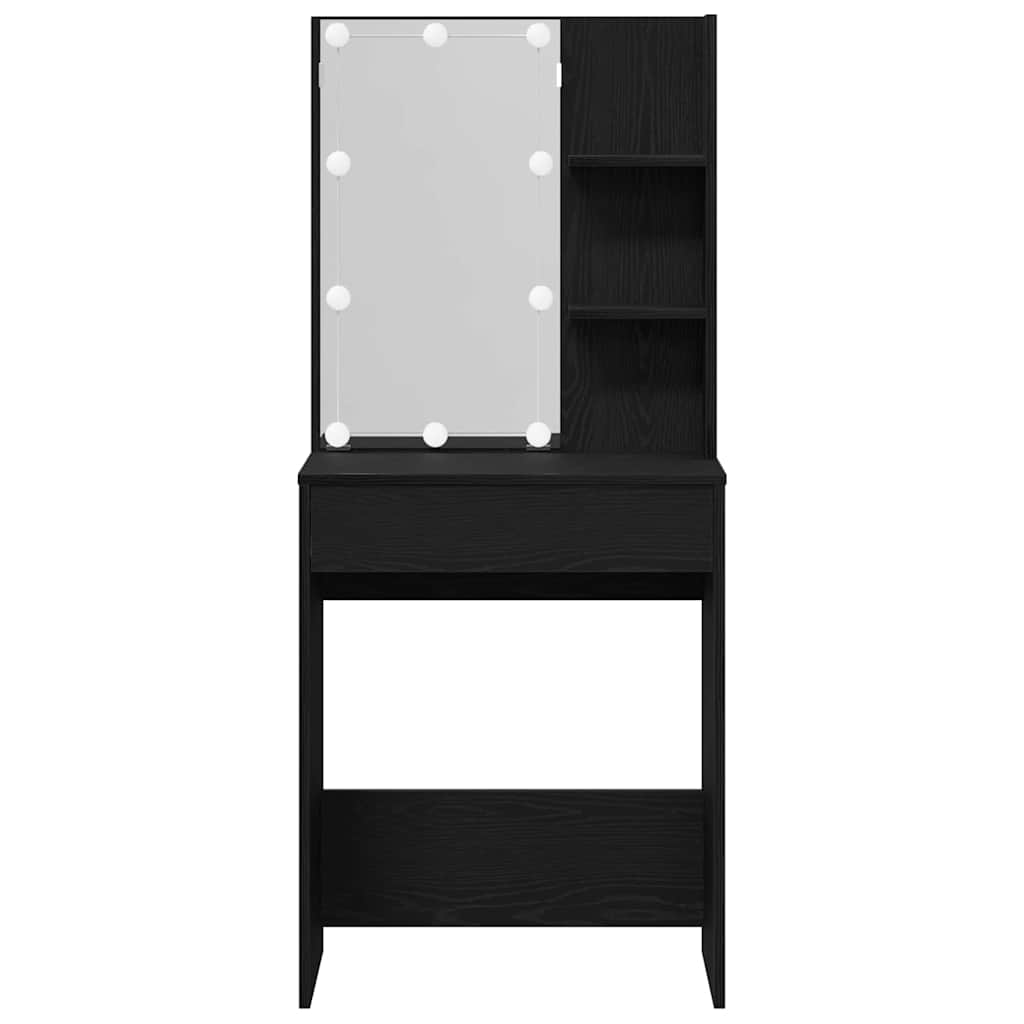 Schminktisch mit Regal Schwarz Eichen-Optik 60 x 40 x 140 cm