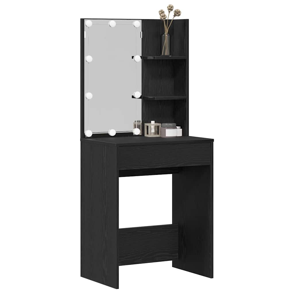 Schminktisch mit Regal Schwarz Eichen-Optik 60 x 40 x 140 cm