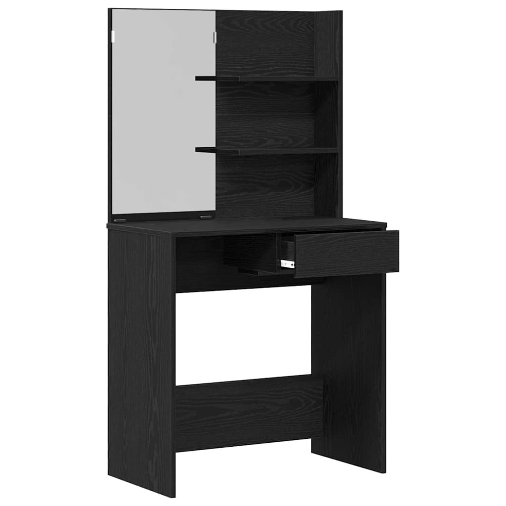 Schminktisch mit Regal Schwarz Eichen-Optik 74.5 x 40 x 141 cm