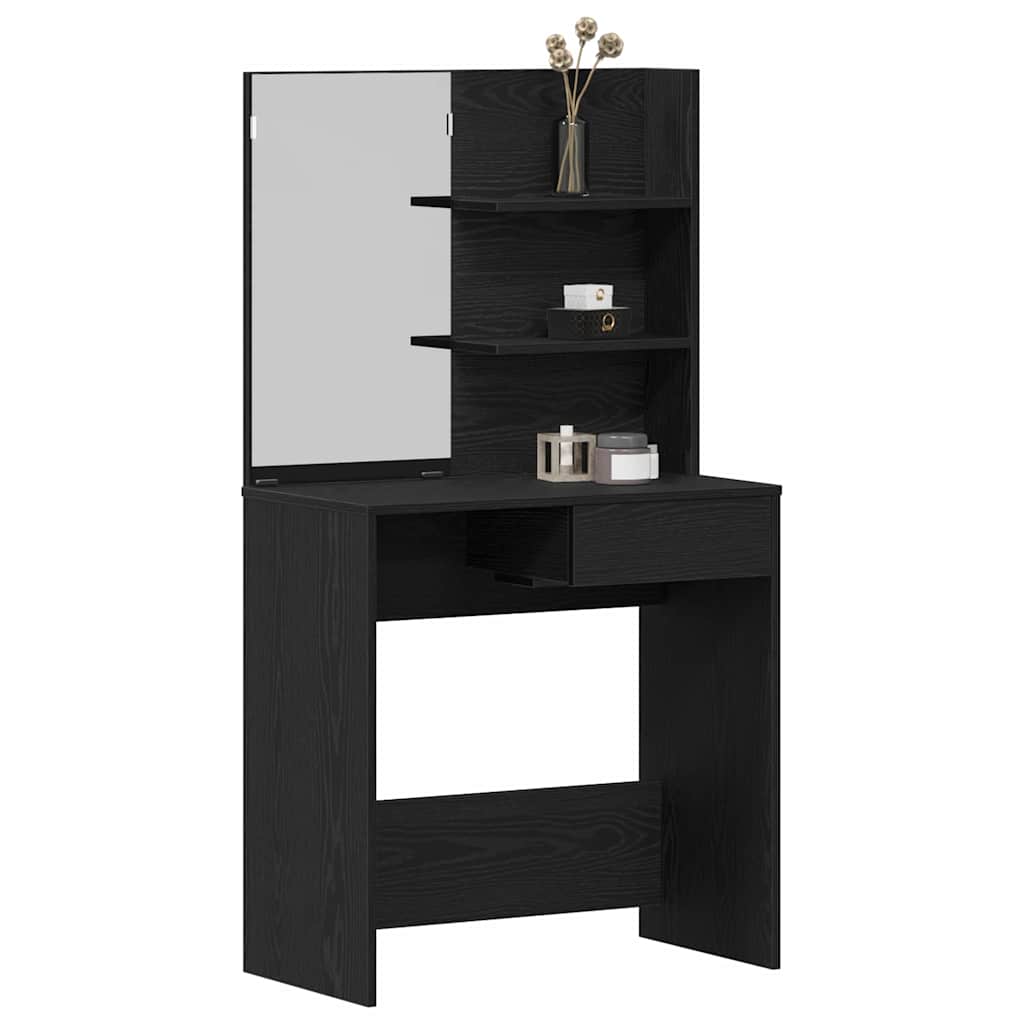 Schminktisch mit Regal Schwarz Eichen-Optik 74.5 x 40 x 141 cm