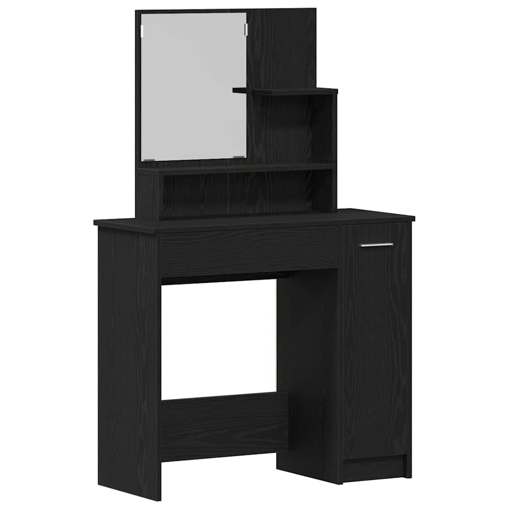 Schminktisch mit Regal Schwarz Eichen-Optik 86.5 x 35 x 136 cm