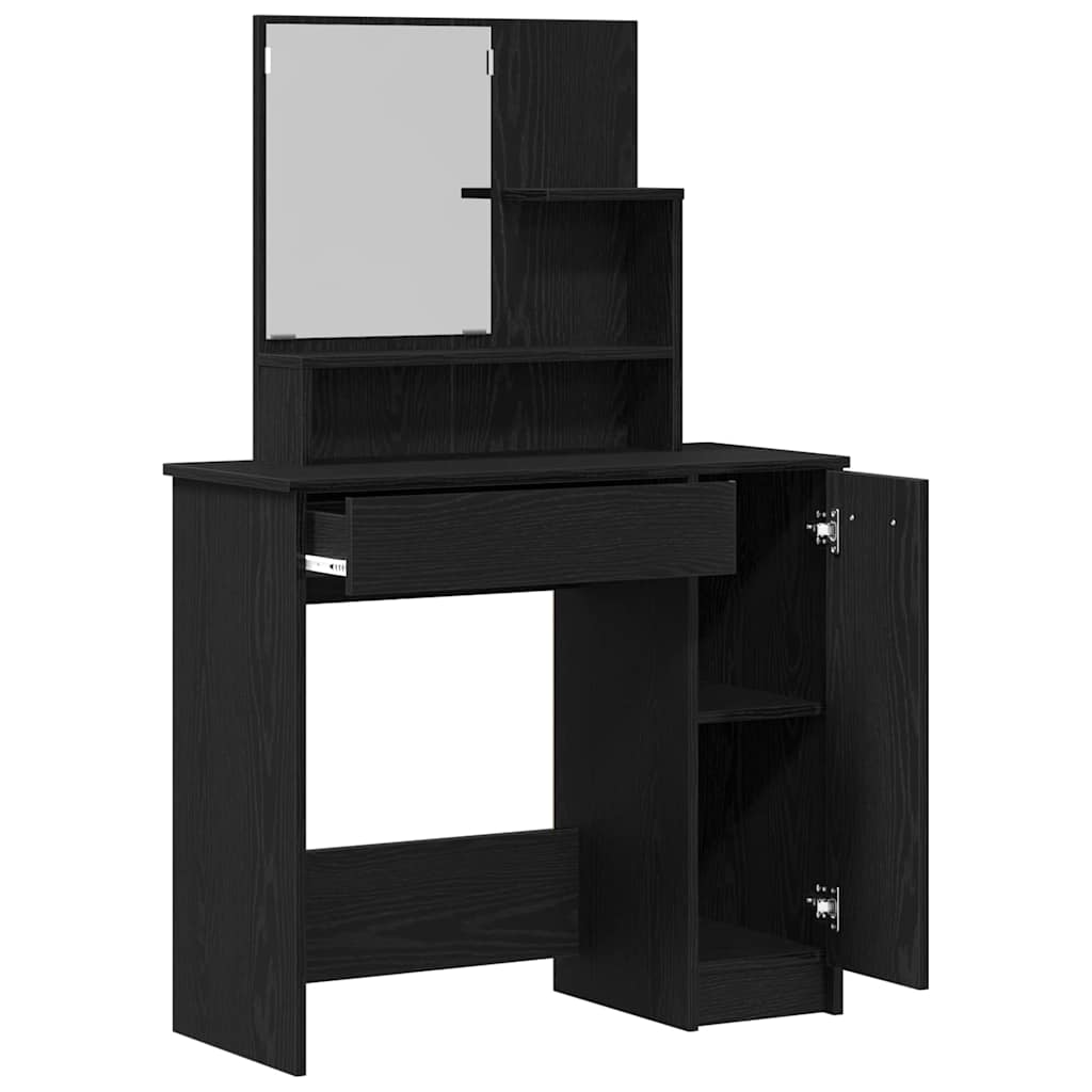 Schminktisch mit Regal Schwarz Eichen-Optik 86.5 x 35 x 136 cm