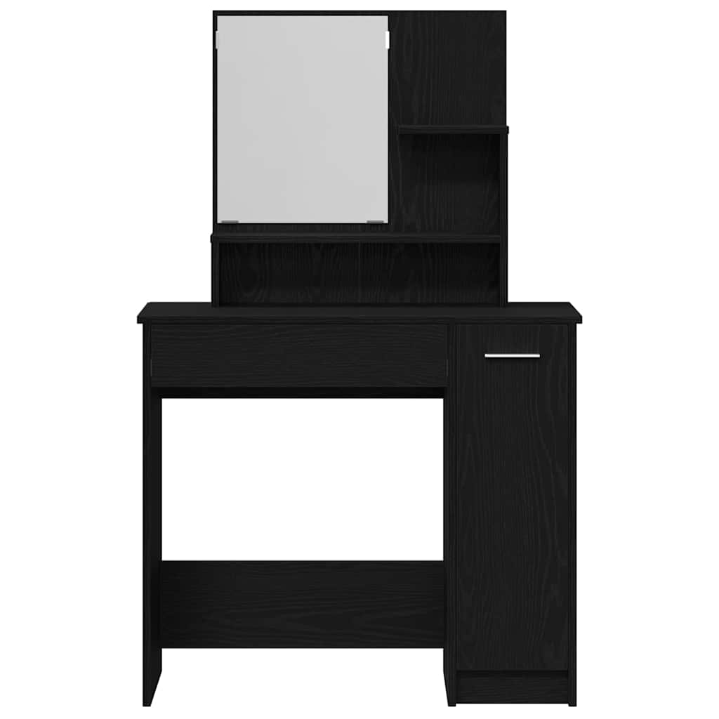 Schminktisch mit Regal Schwarz Eichen-Optik 86.5 x 35 x 136 cm