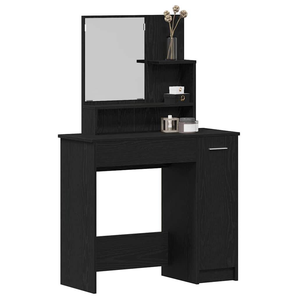 Schminktisch mit Regal Schwarz Eichen-Optik 86.5 x 35 x 136 cm
