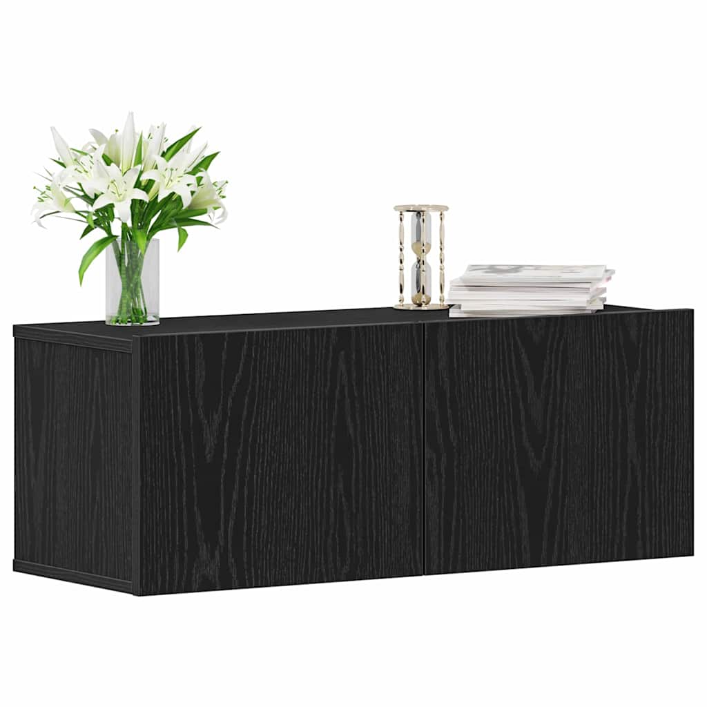 TV-Schränk 2 pcs Schwarz Eichen-Optik 80 x 30 x 30 cm