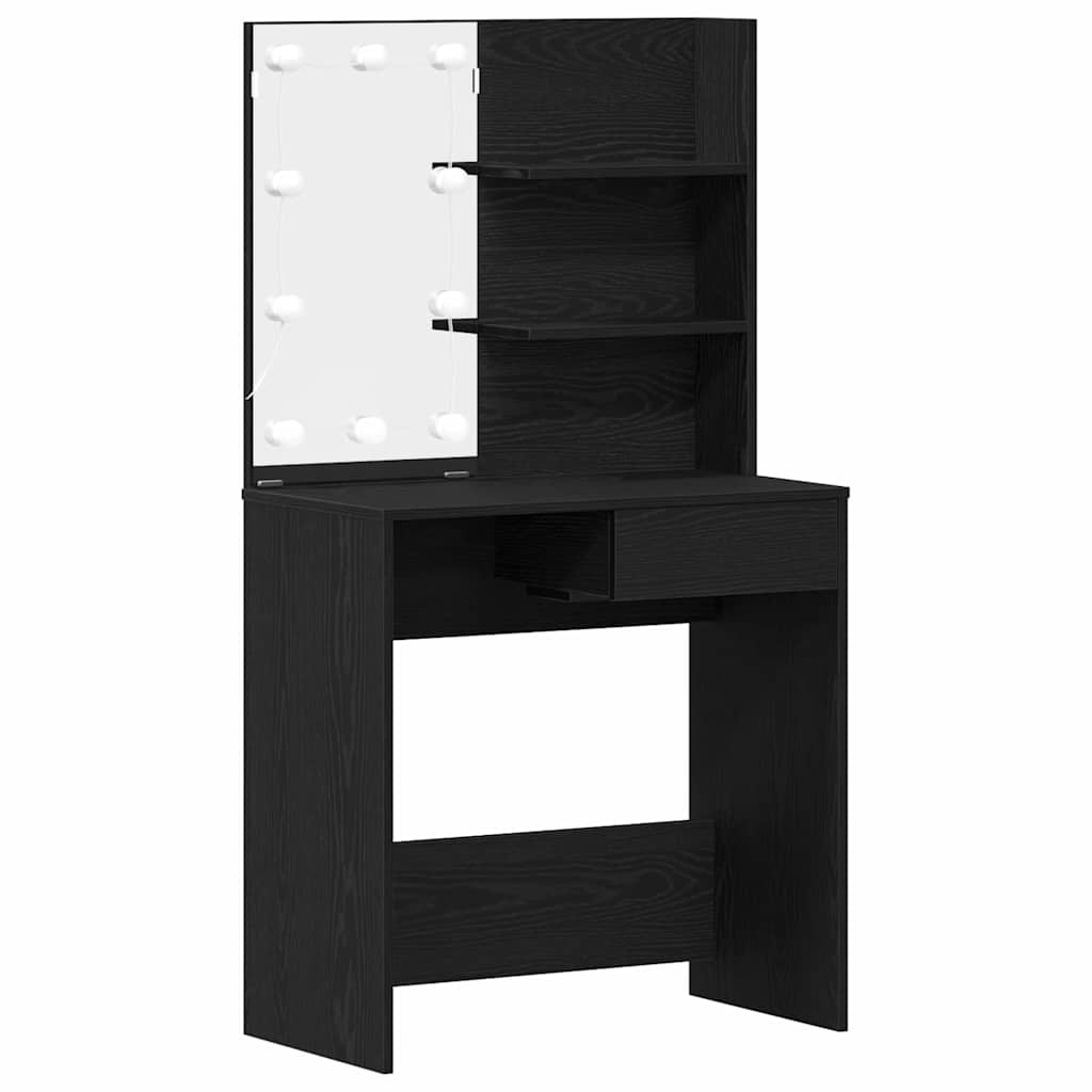 Schminktisch mit Regal Schwarz Eichen-Optik 74.5 x 40 x 141 cm