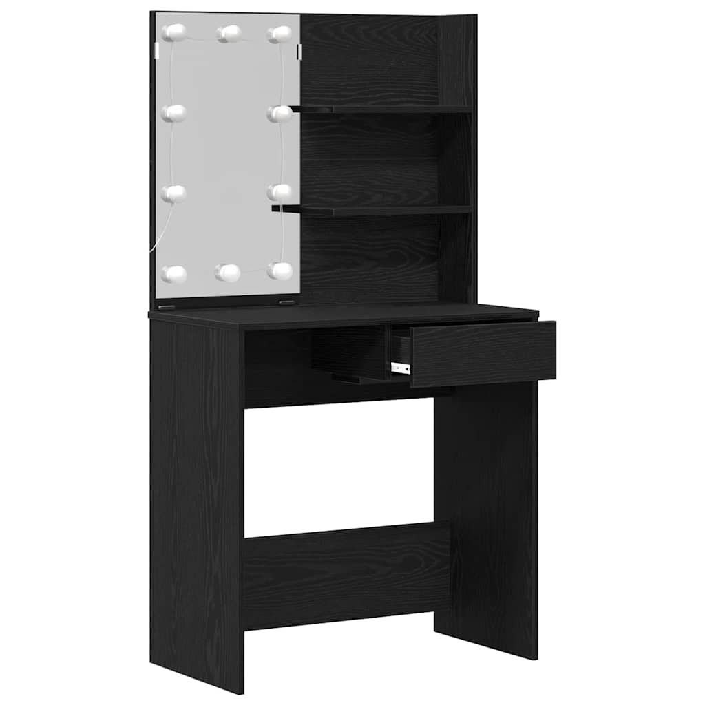 Schminktisch mit Regal Schwarz Eichen-Optik 74.5 x 40 x 141 cm