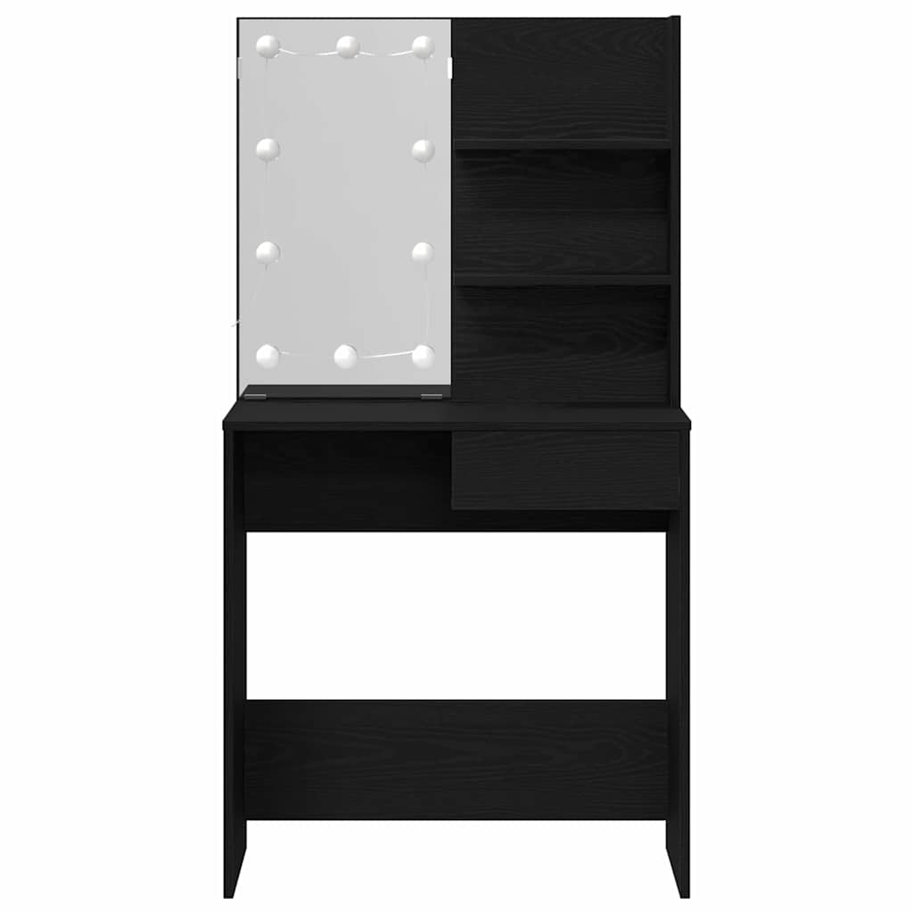 Schminktisch mit Regal Schwarz Eichen-Optik 74.5 x 40 x 141 cm