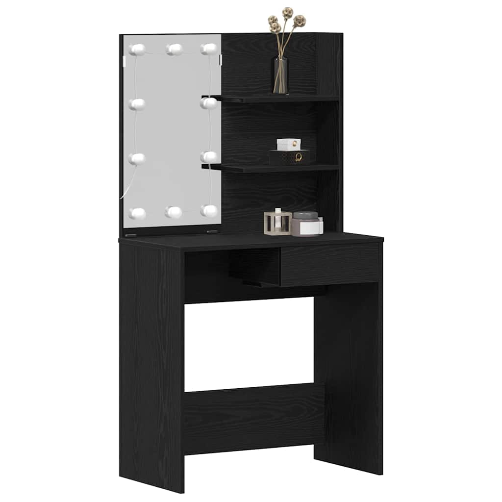 Schminktisch mit Regal Schwarz Eichen-Optik 74.5 x 40 x 141 cm