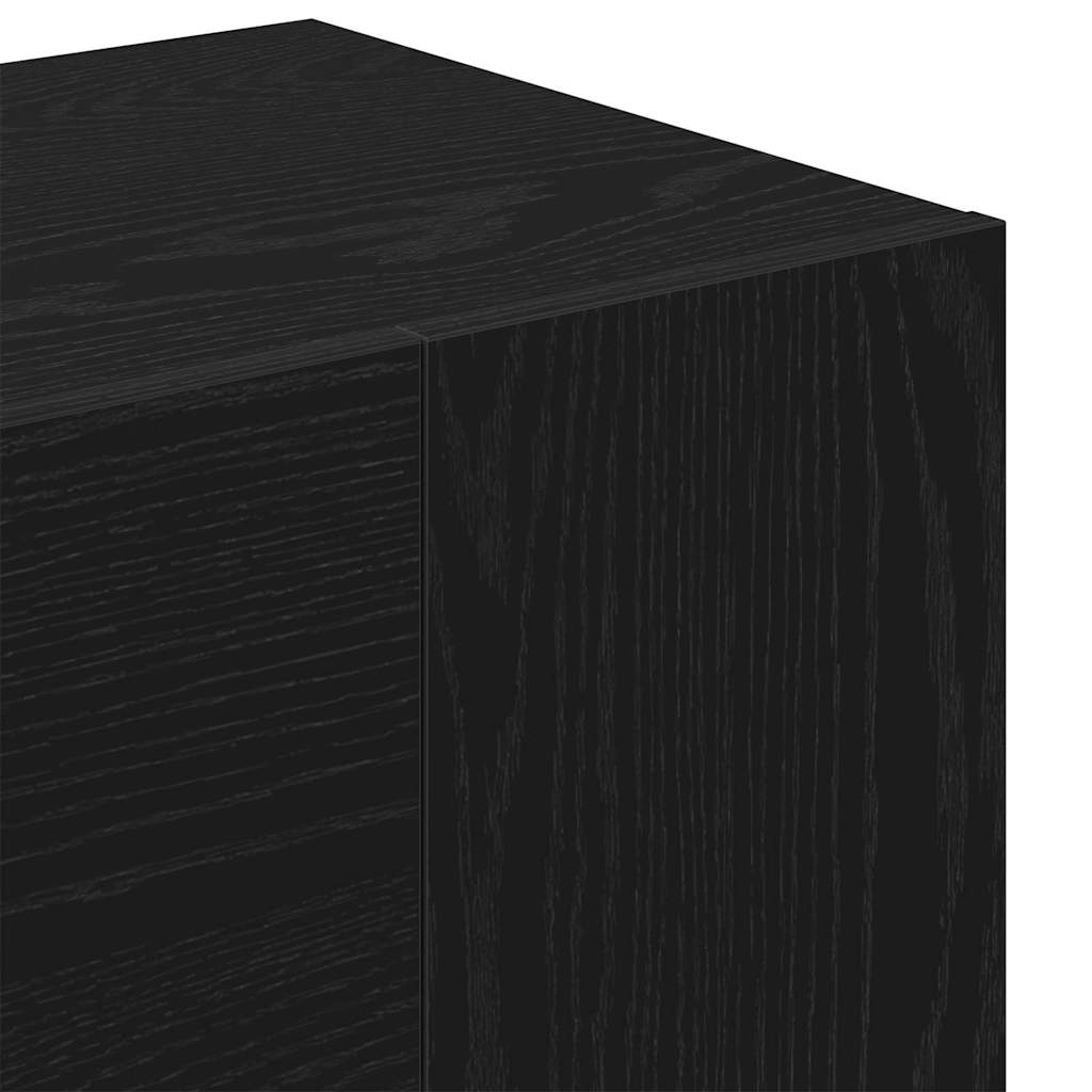 Flurschrank mit Regal Schwarz Eichen-Optik 97,5 x 37 x 99 cm