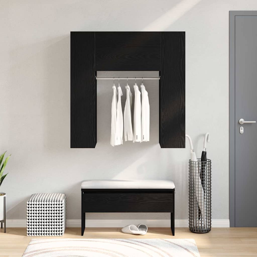 Flurschrank mit Regal Schwarz Eichen-Optik 97,5 x 37 x 99 cm