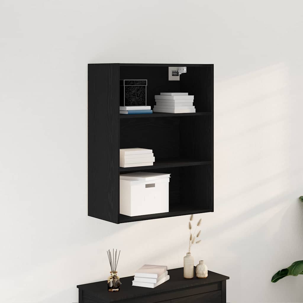 Hängender Wandschrank Schwarz Eichen-Optik 69,5 x 32,5 x 90 cm