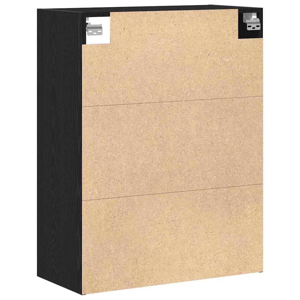Hängender Wandschrank Schwarz Eichen-Optik 69,5 x 32,5 x 90 cm