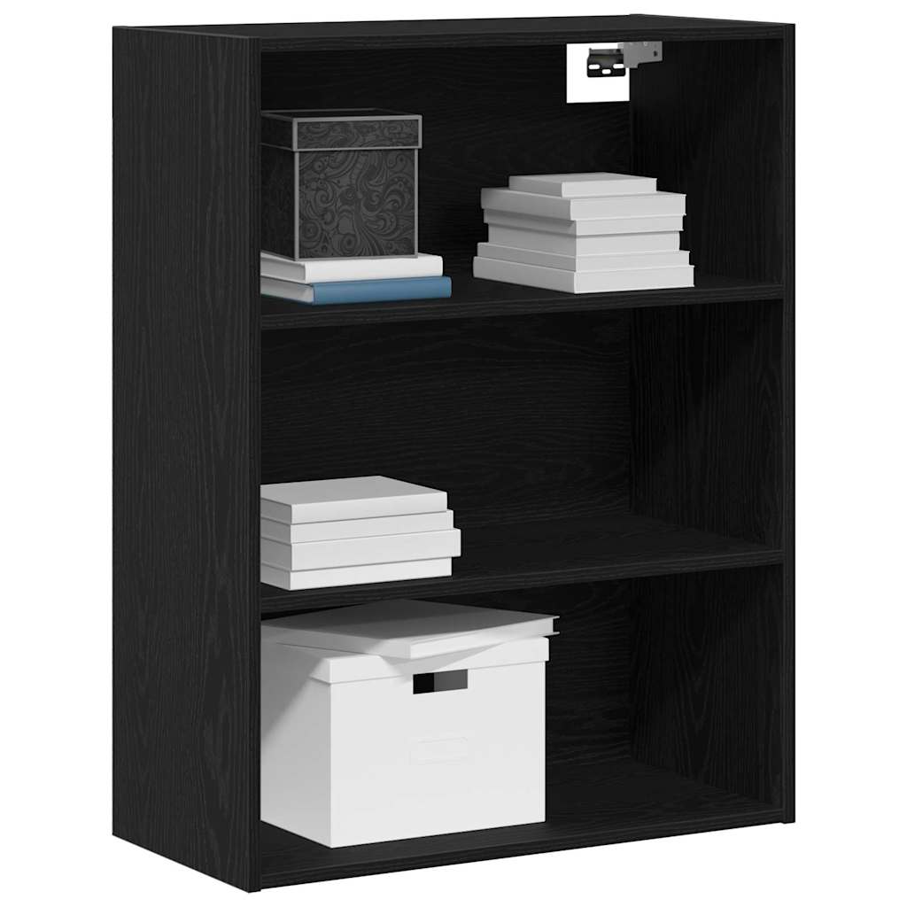 Hängender Wandschrank Schwarz Eichen-Optik 69,5 x 32,5 x 90 cm
