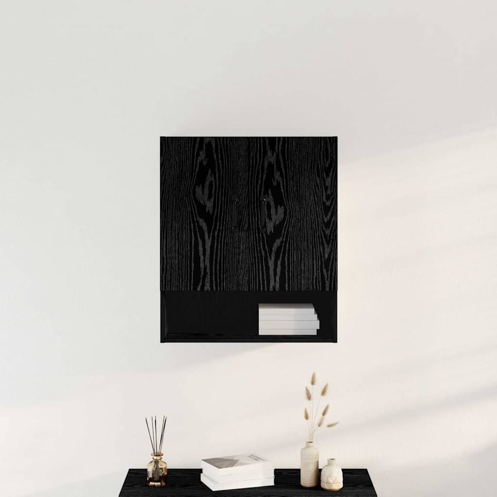 Wandschrank Schwarz Eichen-Optik 60 x 30 x 70 cm Holzwerkstoff