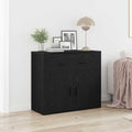 Sideboard Schwarz Eichen-Optik 80 x 33 x 70 cm Holzwerkstoff