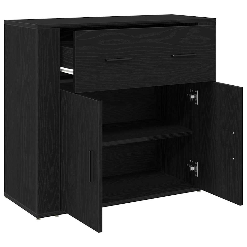 Sideboard Schwarz Eichen-Optik 80 x 33 x 70 cm Holzwerkstoff