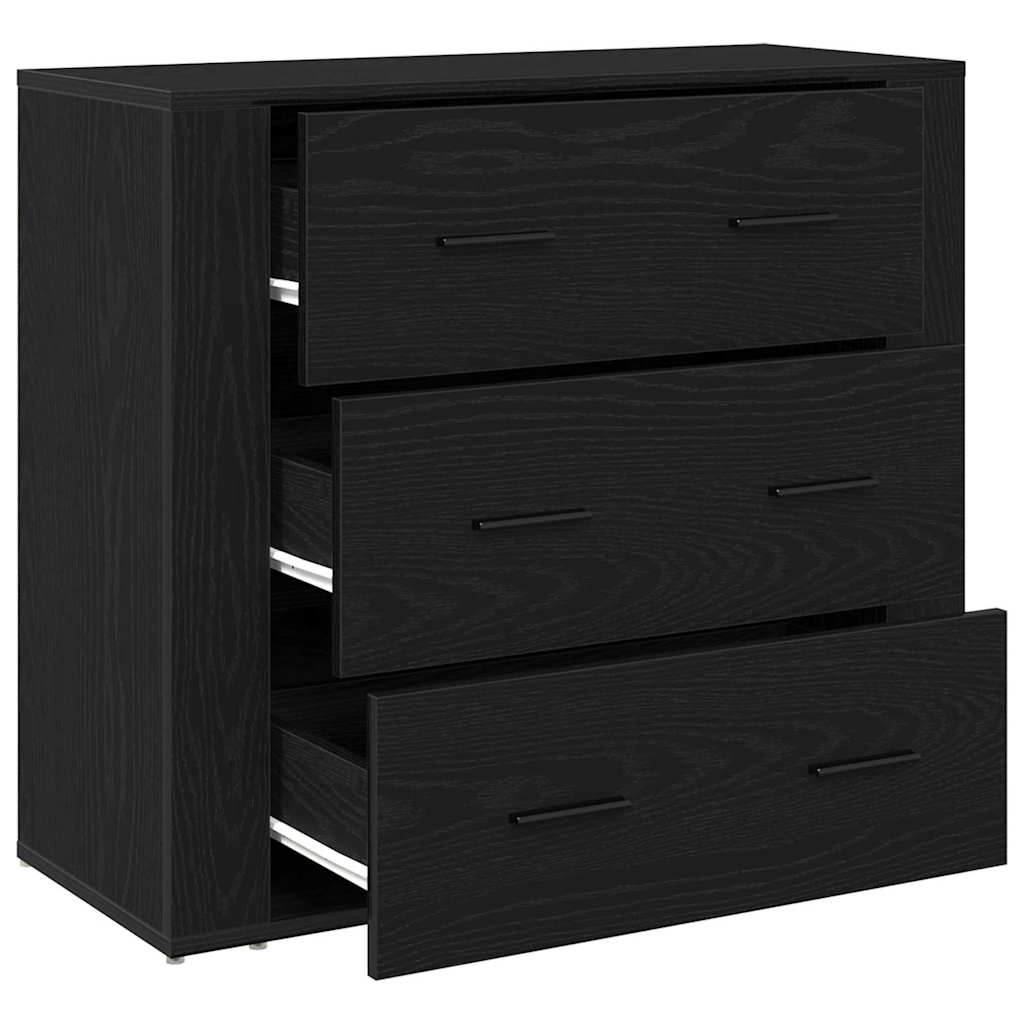 Sideboard Schwarz Eichen-Optik 80 x 33 x 70 cm Holzwerkstoff