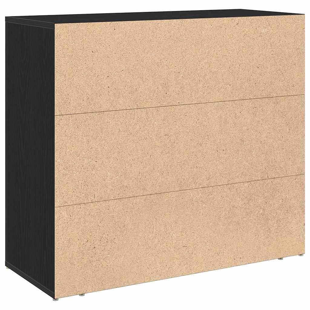 Sideboard Schwarz Eichen-Optik 80 x 33 x 70 cm Holzwerkstoff