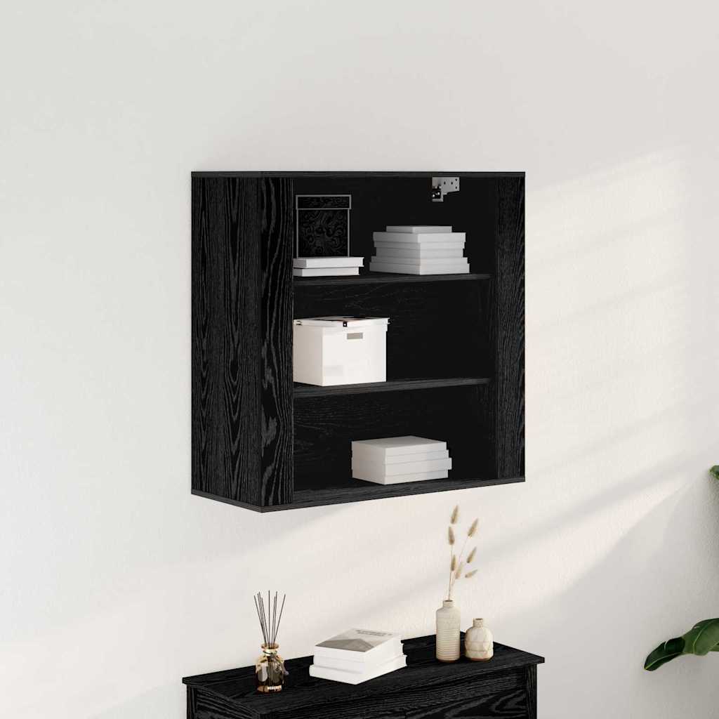 Wandschrank Schwarz Eichen-Optik 80 x 33 x 80 cm Holzwerkstoff