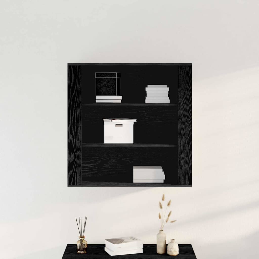 Wandschrank Schwarz Eichen-Optik 80 x 33 x 80 cm Holzwerkstoff