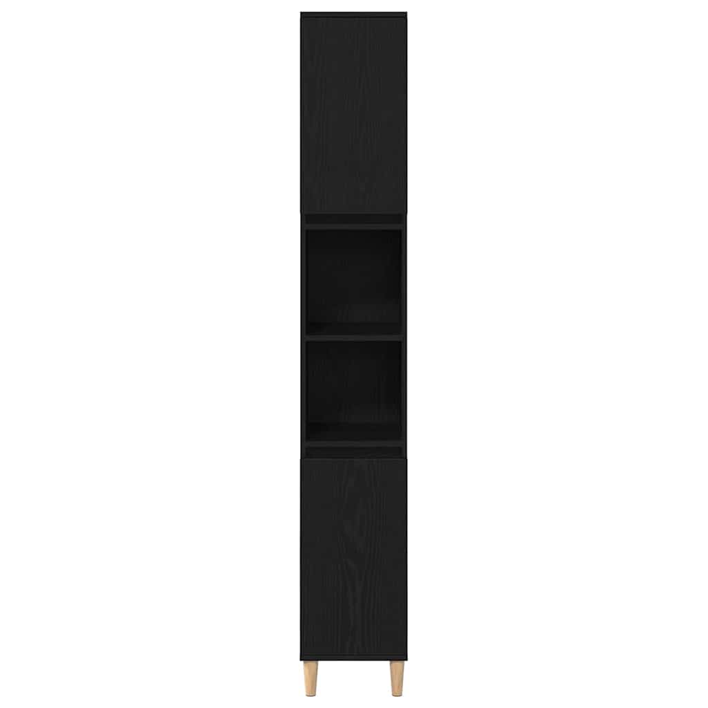 Badezimmerschrank mit Tür Schwarz Eichen-Optik 30 x 30 x 190 cm