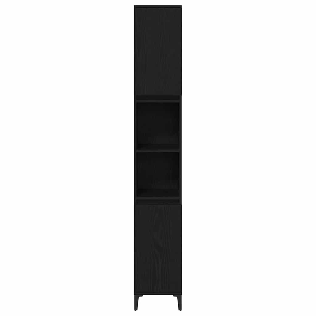 Badezimmerschrank mit Tür Schwarz Eichen-Optik 30 x 30 x 190 cm