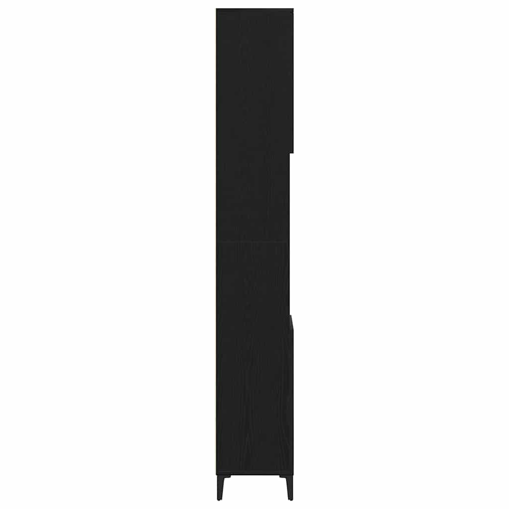 Badezimmerschrank mit Tür Schwarz Eichen-Optik 30 x 30 x 190 cm