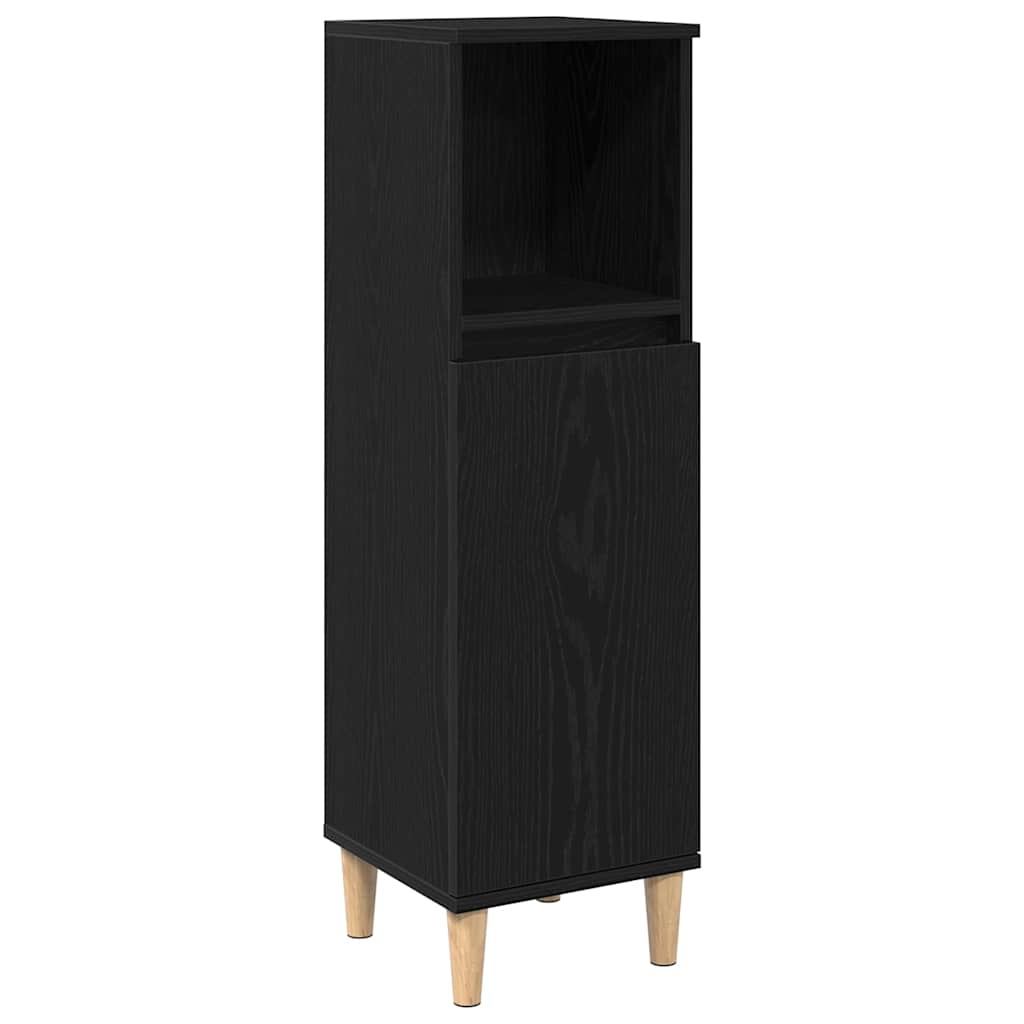 Badezimmerschrank mit Tür Schwarz Eichen-Optik 30 x 30 x 100 cm