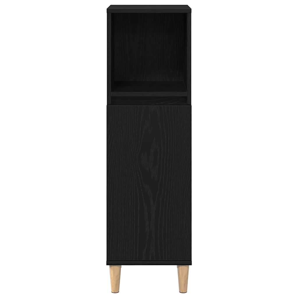 Badezimmerschrank mit Tür Schwarz Eichen-Optik 30 x 30 x 100 cm