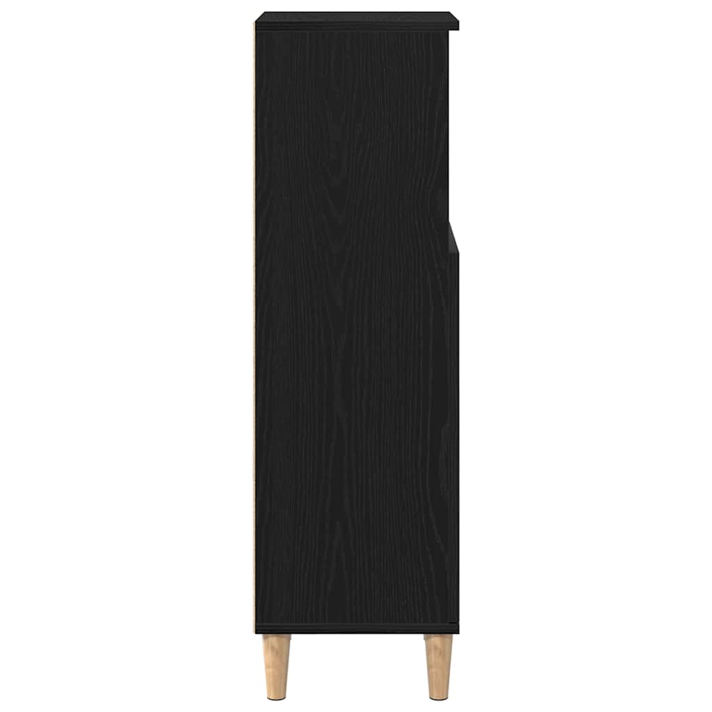 Badezimmerschrank mit Tür Schwarz Eichen-Optik 30 x 30 x 100 cm