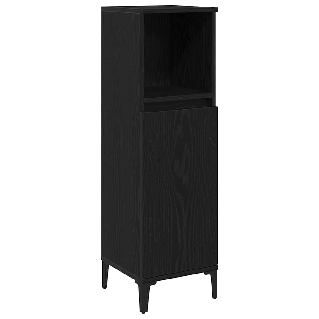 Badezimmerschrank mit Tür Schwarz Eichen-Optik 30 x 30 x 100 cm