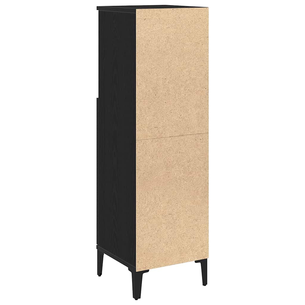 Badezimmerschrank mit Tür Schwarz Eichen-Optik 30 x 30 x 100 cm