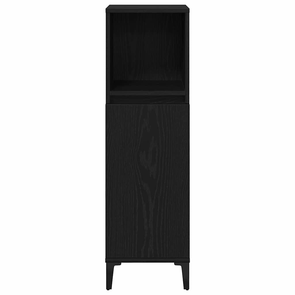 Badezimmerschrank mit Tür Schwarz Eichen-Optik 30 x 30 x 100 cm