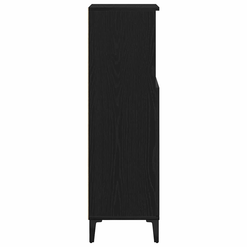 Badezimmerschrank mit Tür Schwarz Eichen-Optik 30 x 30 x 100 cm