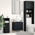Waschbeckenschrank mit Tür Schwarz Eichen-Optik 58 x 33 x 60 cm