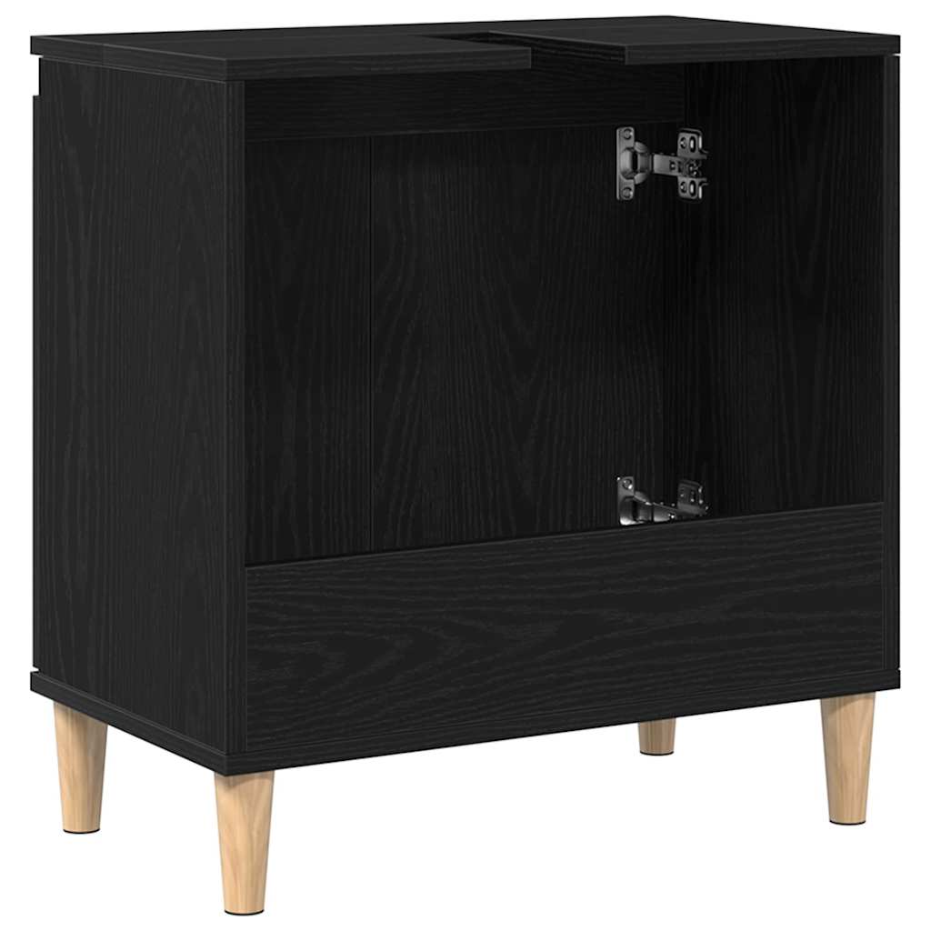 Waschbeckenschrank mit Tür Schwarz Eichen-Optik 58 x 33 x 60 cm
