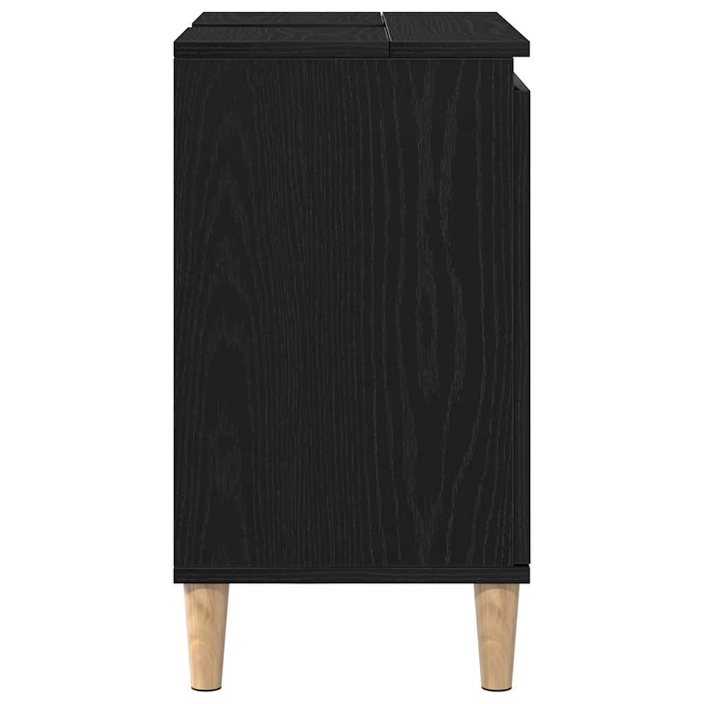 Waschbeckenschrank mit Tür Schwarz Eichen-Optik 58 x 33 x 60 cm