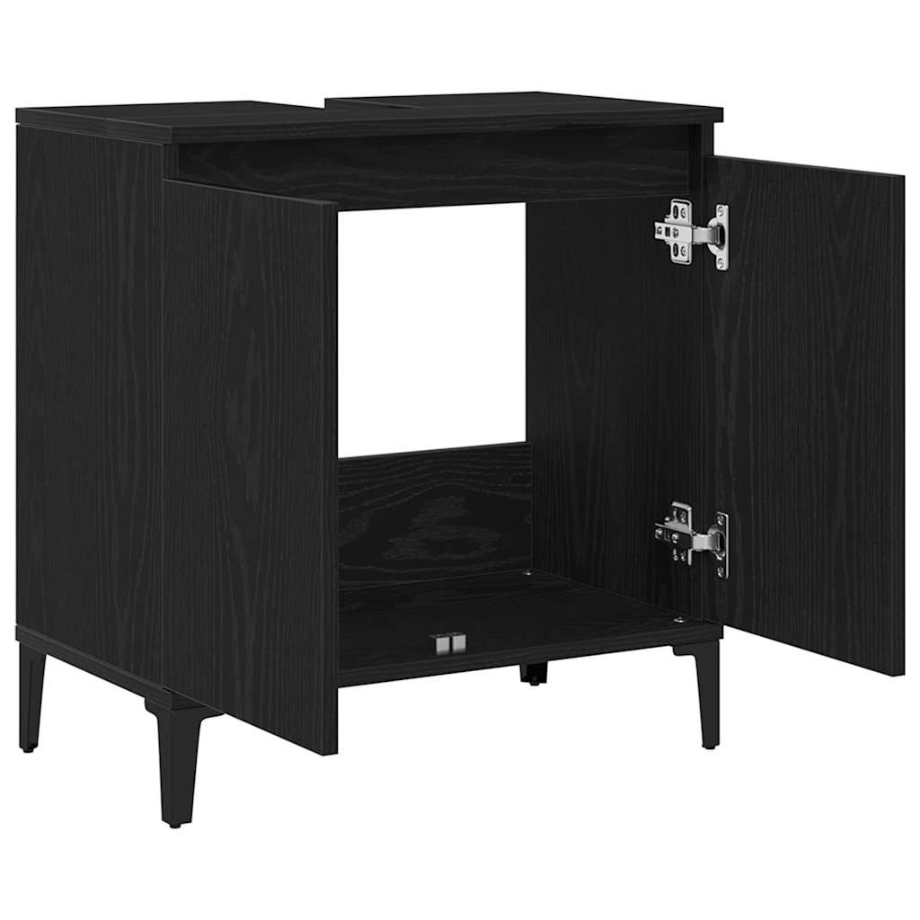 Waschbeckenschrank mit Tür Schwarz Eichen-Optik 58 x 33 x 60 cm
