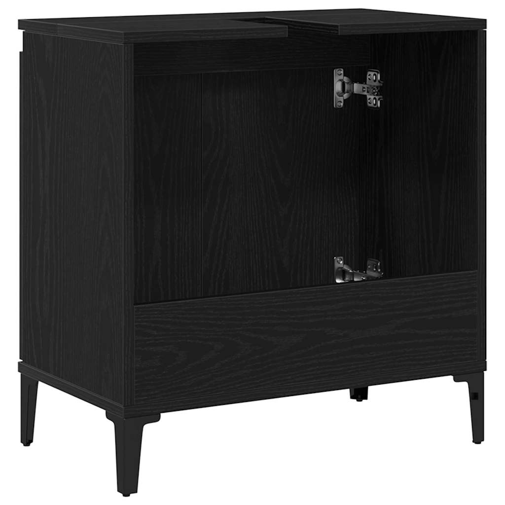 Waschbeckenschrank mit Tür Schwarz Eichen-Optik 58 x 33 x 60 cm