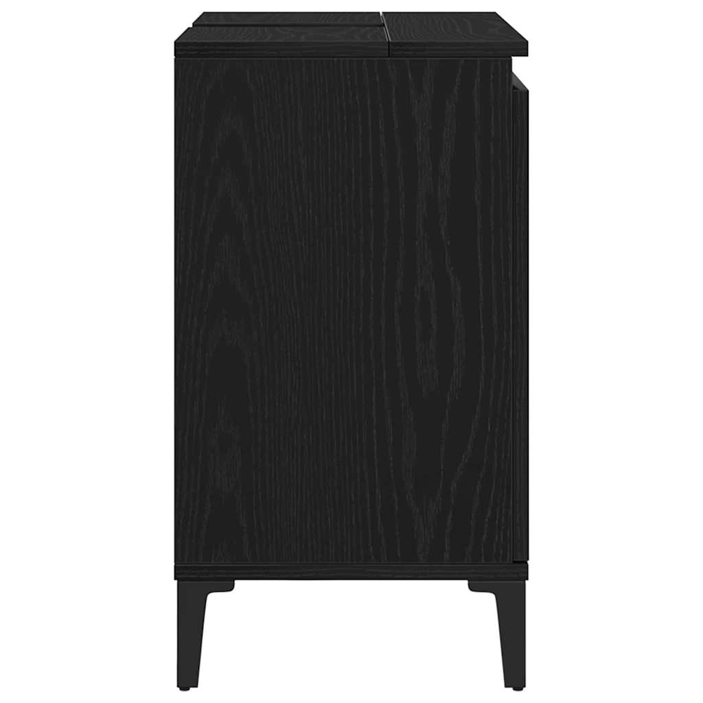 Waschbeckenschrank mit Tür Schwarz Eichen-Optik 58 x 33 x 60 cm