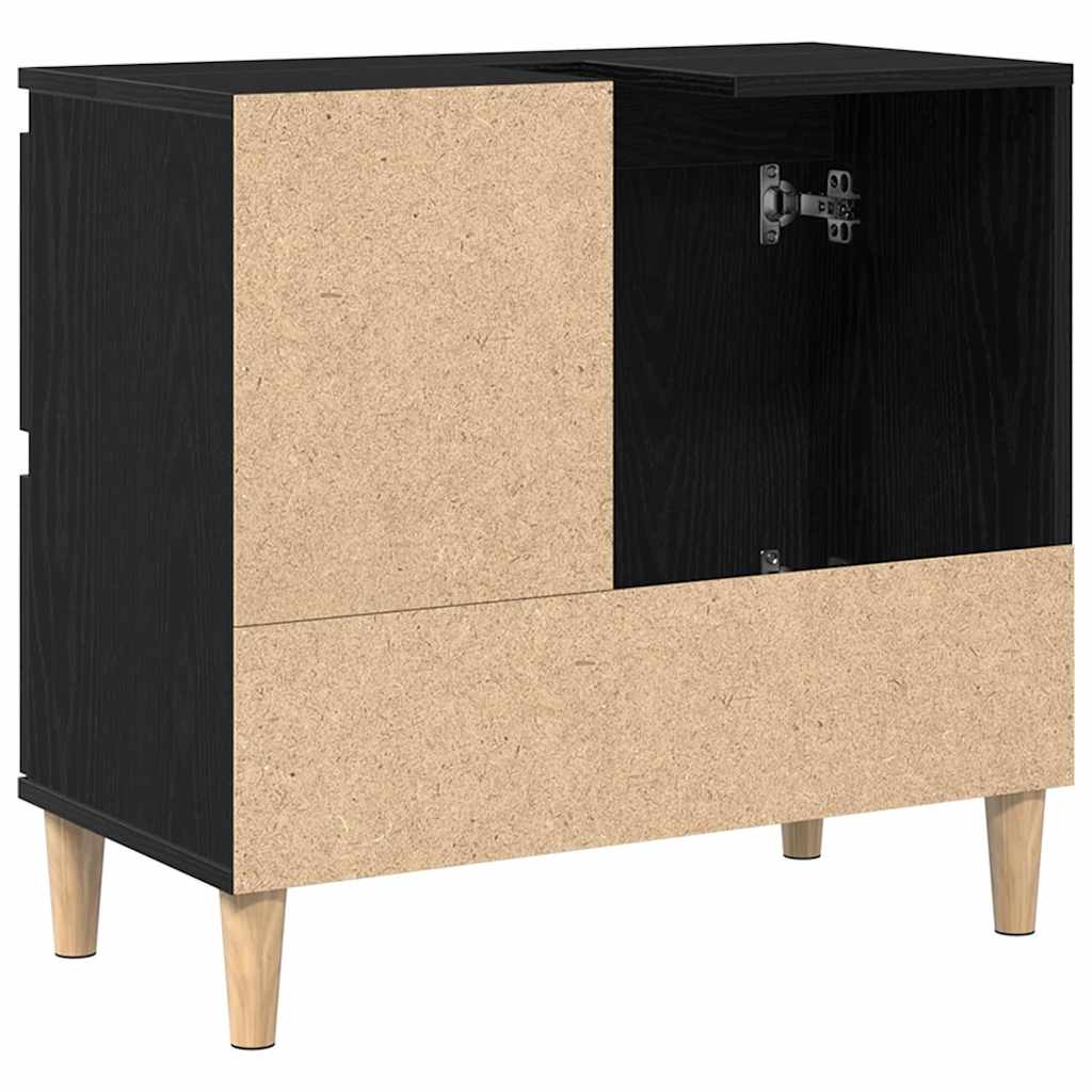 Badezimmerschrank mit Tür Schwarz Eichen-Optik 65 x 33 x 60 cm
