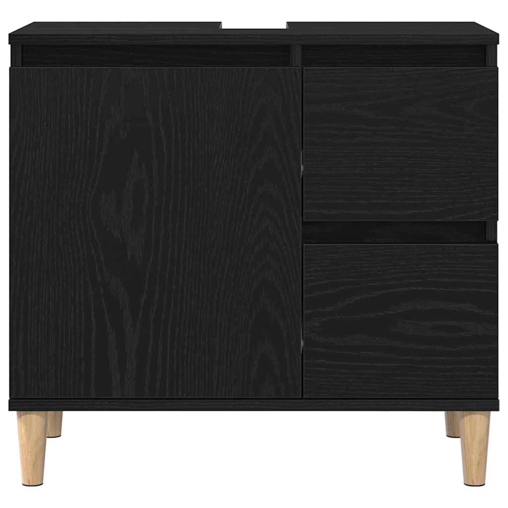 Badezimmerschrank mit Tür Schwarz Eichen-Optik 65 x 33 x 60 cm