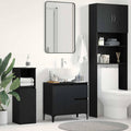 Badezimmerschrank mit Tür Schwarz Eichen-Optik 65 x 33 x 60 cm